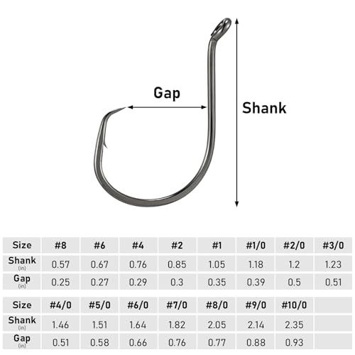 Octopus Circle Hooks - 100 Pack Black #6 - Fishing Hooks for Saltwater & Freshwater