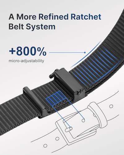 FAIRWIN Men's 1.25-Inch Nylon Ratchet Belt for Golf, Work & Tactical Pants - Black, XXXL (54-60" Waist)