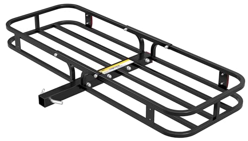 Hitch Cargo Carrier - 53" Steel Trailer Mount with High Side Rails