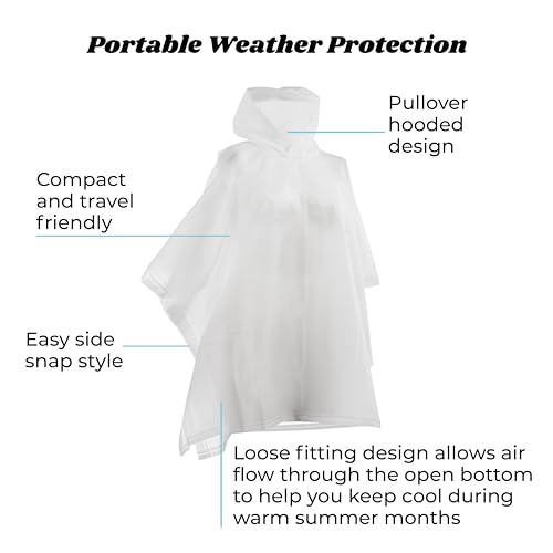 Lightweight Hooded Packable Rain Poncho with Side Snaps - Yellow