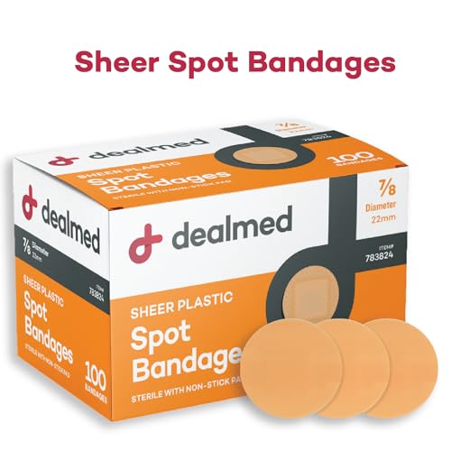 Sheer Spot Bandages - 7/8 Inch Small Round Sterile Strips - 100 Count