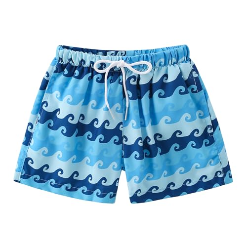 Boys Swim Trunks - Toddler Broad Swim Shorts UPF50+ - Wave A, 5-6 Years