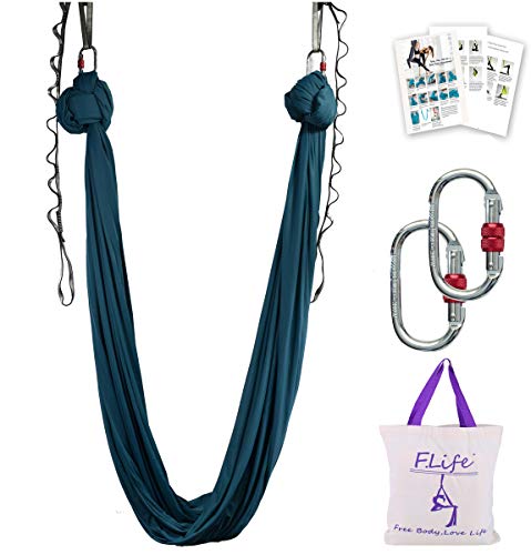 Aerial Silk Yoga Hammock & Swing - Blackish Green with Hardware Kit
