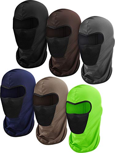 Blulu Balaclava Ski Mask 6-Pack – Full Face Cover, Sun Protection, Breathable, Black/Gray/Navy/Khaki/Shiny Green (Medium)