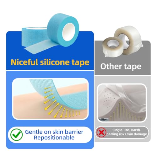 Niceful Blue Silicone Medical Tape 1x5.5Yd Hypoallergenic 6 Rolls