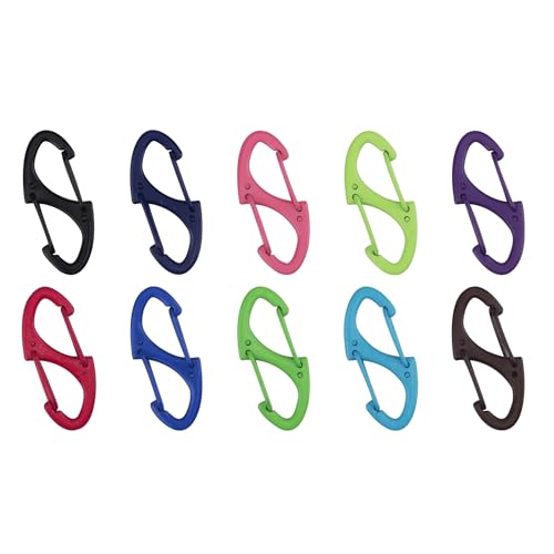 Mini Dual Wire Gate Carabiner Clips - 10 Pack, Mixed Colors