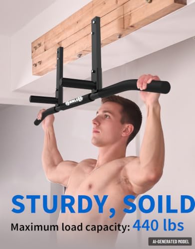 Joist Mounted Pull Up Bar - Ceiling Mount Chin Up Bar - Black