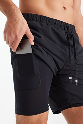 Fabletics Men's The One 7" Inseam Workout & Swim Shorts - Black, Large