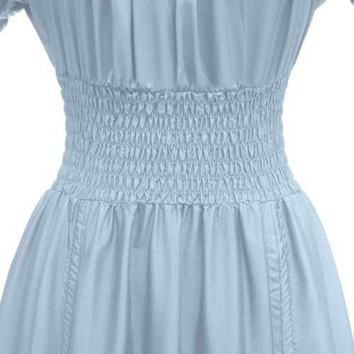 Renaissance Gothic Dress with Puff Sleeves - Sky Blue, Small