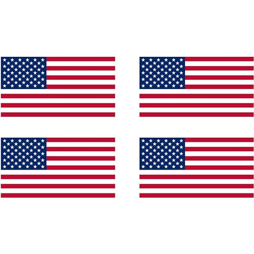 American Flag Decal Bumper Stickers - 5x3 Inch Vinyl Pack of 4
