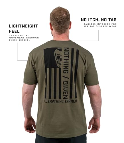 Gymreapers Valor Moisture-Wicking Men's Workout T-Shirt Large Military Green