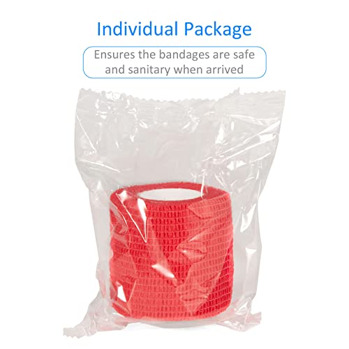 Self Adhesive Bandage Wrap 2 Inch - Elastic Cohesive Tape Red