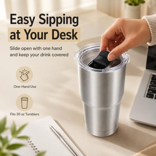 Yeti 30 oz Tumbler Replacement Lid with Magnetic Slider, Spill-Proof Cover