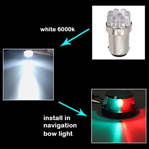 BA15D Marine LED Bulbs - 12V White Navigation Light Bulb Replacement, 2 Pack