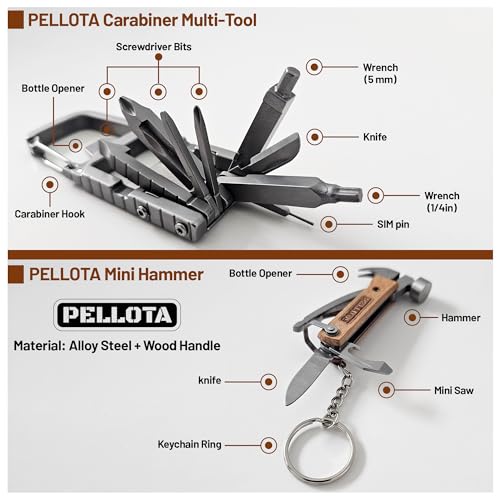 Multi Tool Prizes [17-in-2] for Adults - Multi Tool for Men, Multitool, Small Hammer, Small Tools, Hammer Multitool, Gifts for Men, Dad, Husband, Camping, Bottle opener, retrieve card pin