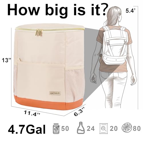 Creamy White Insulated Cooler Backpack - Leakproof Soft Cooler for Travel & Outdoor Activities