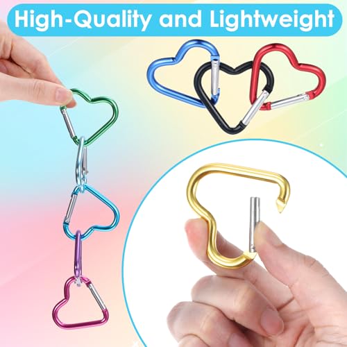 10-Pack Heart Shaped Carabiner Keychain Clips - Cute & Durable