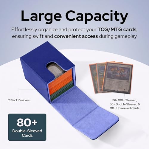 DeckDwell Blue Card Deck Box for MTG & TCG Fits 100+ Sleeved Cards