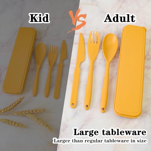 Large Utensils Set with Case - Reusable Travel Cutlery Set, 4 Colors
