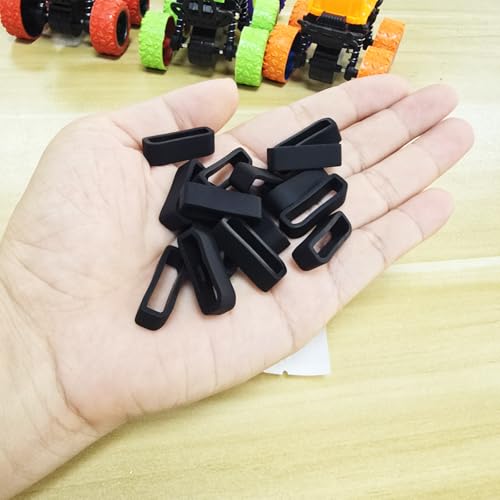 26mm Watch Band Keeper Loops - Black Silicone Fastener Rings