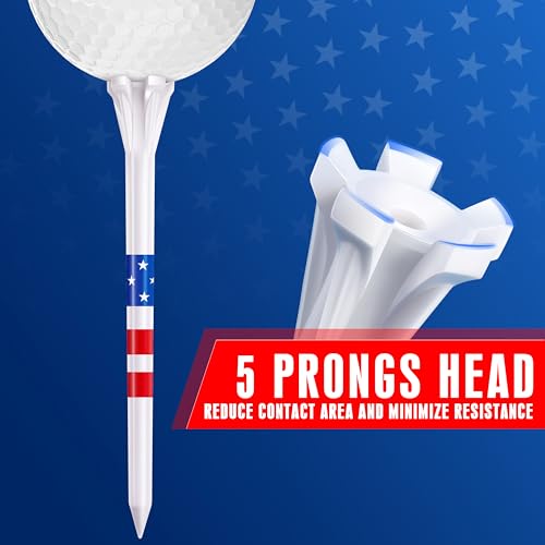 5-Prong Golf Tees - 120 Pack with Star & Stripe Marking System - 100 x 3-1/4" Tees
