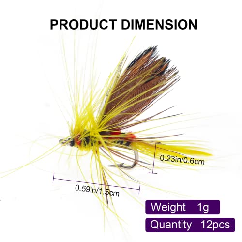 Floating Dry Fly Fishing Lures - 12pcs Butterfly Shaped Fly Kit