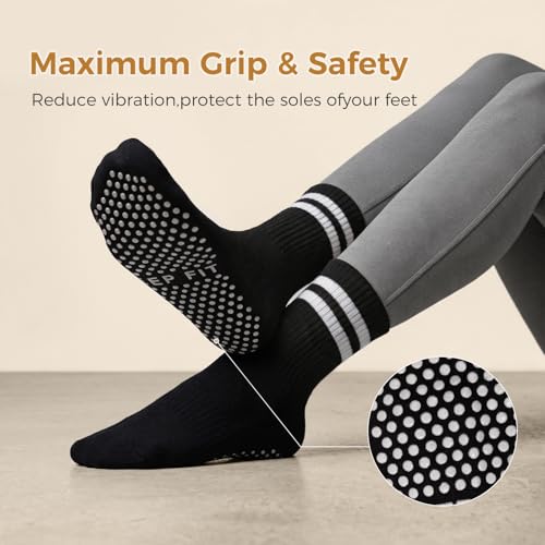6 Pairs Non-Slip Grip Socks for Yoga & Pilates - Multicolor