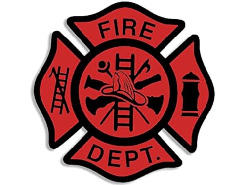 Fire Dept Maltese Cross Sticker - 3 Inch Vinyl Decal