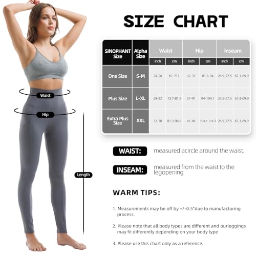 High Waisted Leggings for Women with Two Pockets - Black, S/M