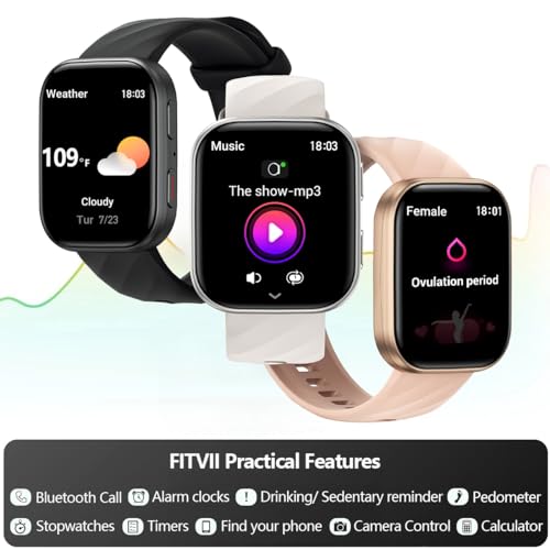 Health & Fitness Tracker Smart Watch with Heart Rate & Blood Pressure - Black