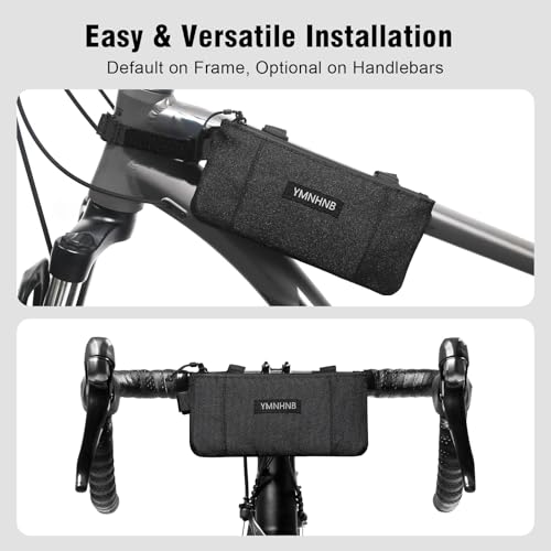 Bike Frame Bag - Water-Resistant Top Tube Pouch for Smartphones & Cards - Black