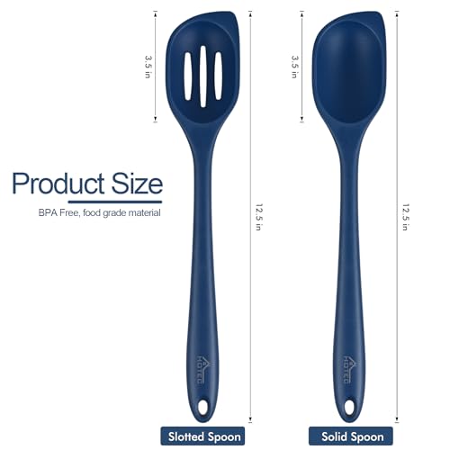 Silicone Cooking Spoon Set - 12.5 Inch Blue, Heat Resistant