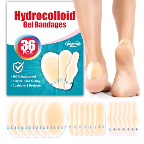 36-Pack Hydrocolloid Blister Bandages - Waterproof Foot Cushions