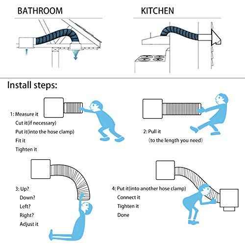 YIJUHOU 4 Inch 25FT Dryer Vent Hose, Non-Insulated Air Duct for Exhaust Fan Grow Tent, with 2 Clamps