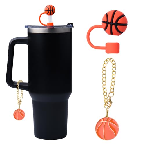 Basketball Straw Toppers - 2pcs Charm Covers for Stanley Cup