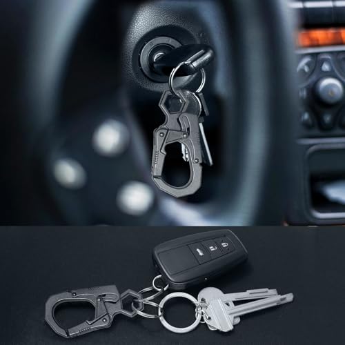 Ahiller Gunmetal Double Locking Carabiner Clip Zinc Alloy Keychain for Keys