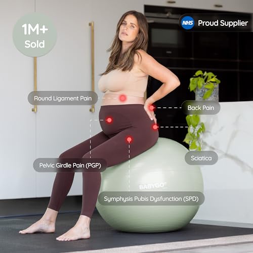 BABYGO Sage 65cm Birthing & Exercise Ball for Pregnancy & Labor – Award-Winning, Anti-Burst, Safe & Strong