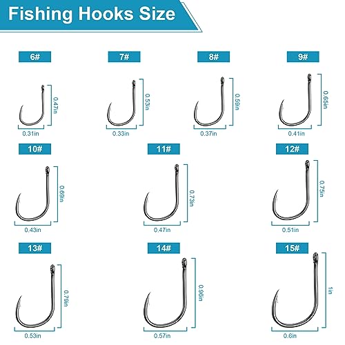 Carbon Steel Fishing Hooks Set - 500 Pieces with Storage Box