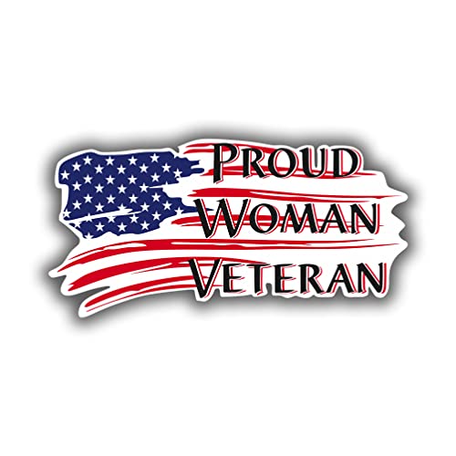 Proud Woman Veteran USA Flag Decal - Military Sticker for Bumper