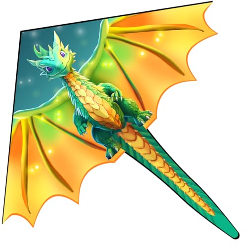 Xida Dragon S Kite for Kids 4-12 Easy Fly 55x61.8in Large Beach Kite