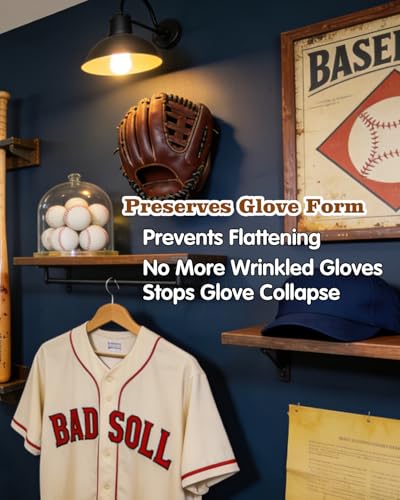 2Pcs Black Baseball & Softball Glove Wall Mount Display Holders - Keeps Glove Shape
