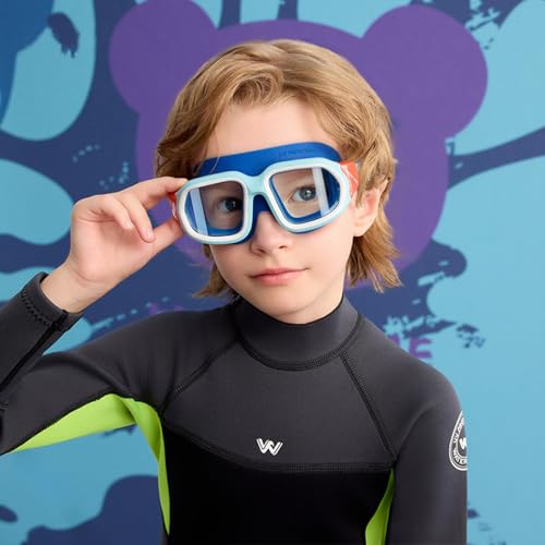 Water Time Kids Swim Goggles for Ages 4-12 (Blue) – Clear Vision, Anti-Fog, UV Protection, Comfortable Fit