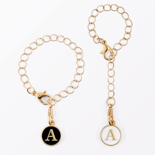 Initial Letter Charm for Tumbler Handles - 2 Pcs Set, Round Black+White - A