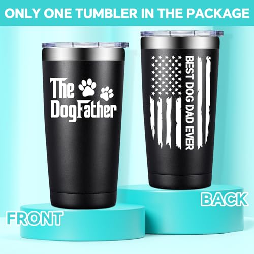 BIRGILT Dog Father Black Tumbler Cup 20 oz - Dog Dad Gift for Men