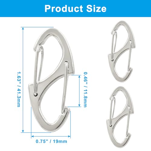 20-Pack 1.6" Metal Spring Snap Hooks - Silver Carabiner Clips
