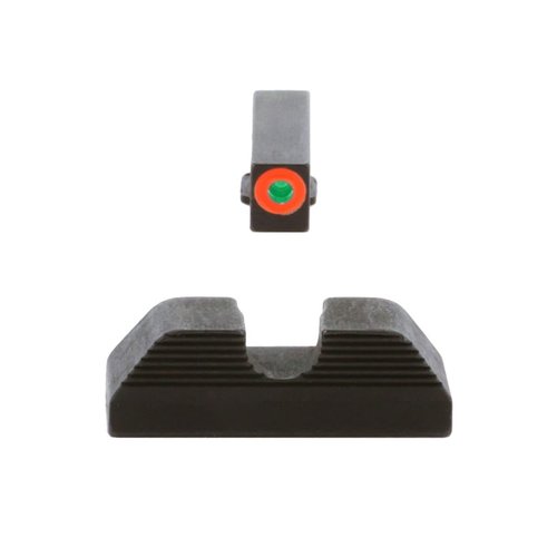 AMERIGLO UC Compatible with Glock Gen5 17,19,19X,26,45, Green Tritium Orange Outline Front, Black Serrated U Notch Rear (GL-5353)