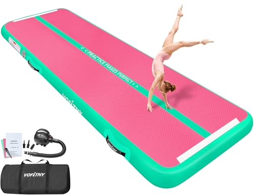 Inflatable Gymnastics Air Mat Tumbling Track - Pink/Green, 10ft x 3.3ft x 4in