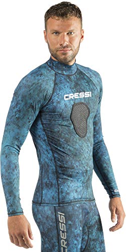 Camouflage Rash Guard for Scuba Diving & Spearfishing - Large Camo Blue