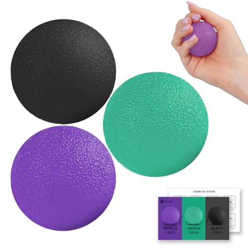 3-Pack Stress Balls for Hand Therapy - Grip Strength Trainer