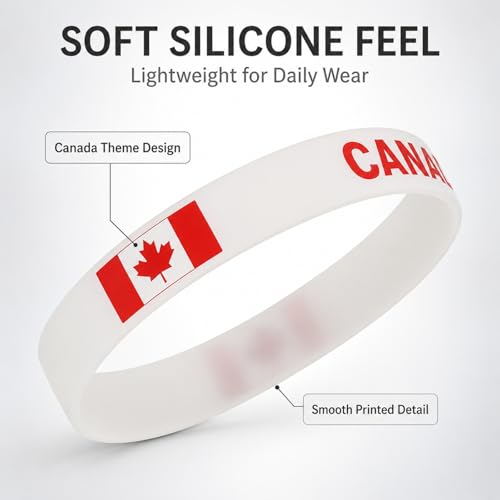 Canada Flag Silicone Bracelet - Patriotic Rubber Wristband for Sports
